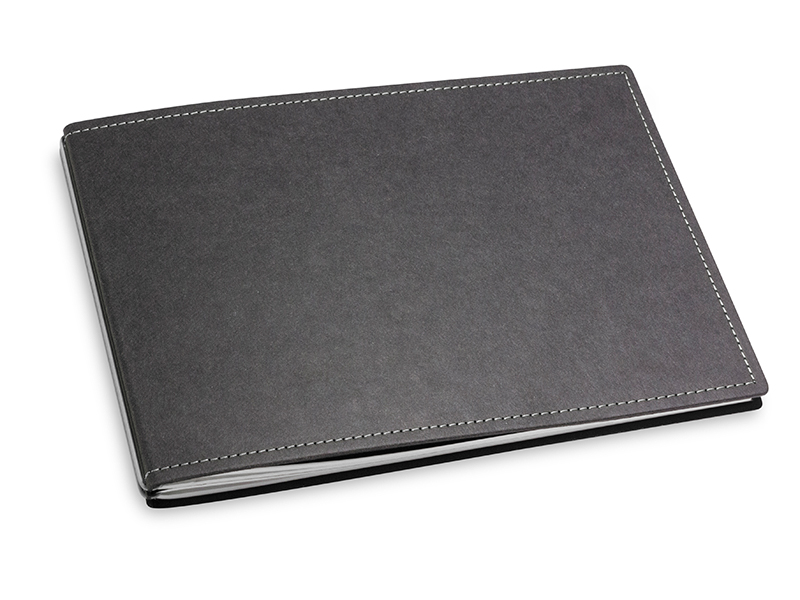 A5+ Landscape 2er notebook Texon black / grey, 2 inlays (L210)