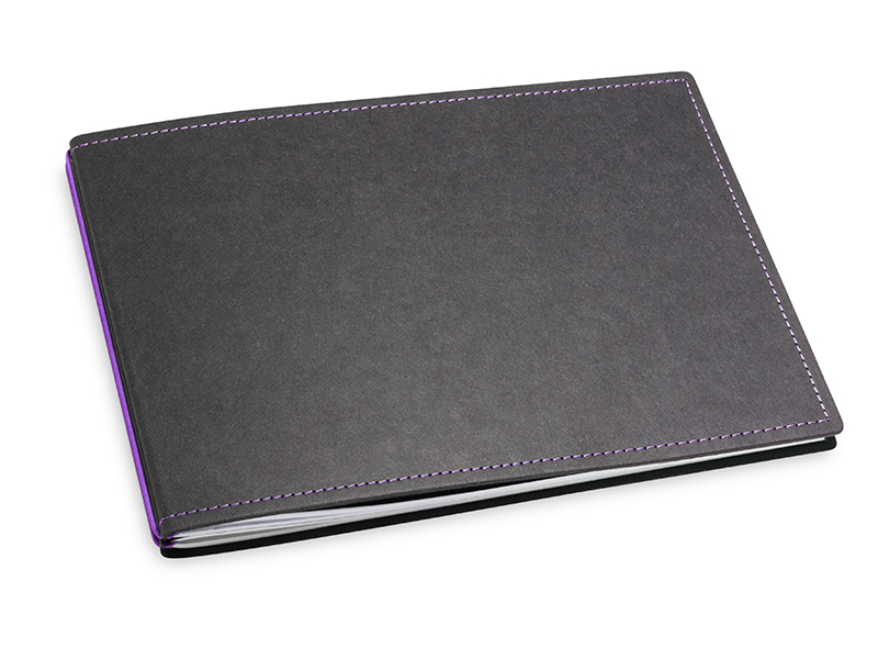 A5+ Landscape 2er notebook Texon black / purple, 2 inlays (L210)