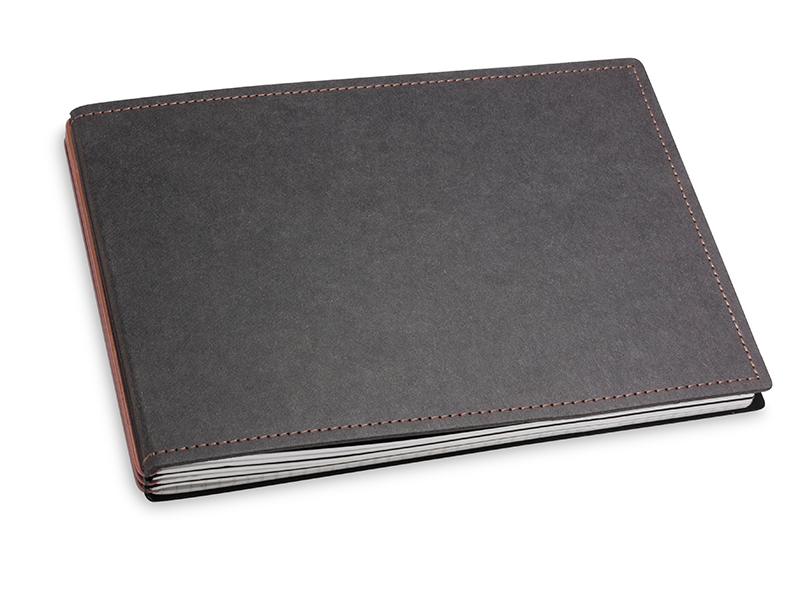 A5+ Landscape 3er notebook Texon black / brown, 3 inlays (L210)