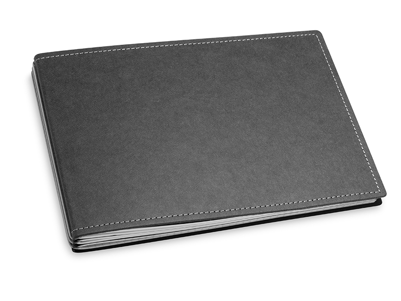 A5+ Landscape 3er notebook with weekly calendar 2024 Texon black/grey, 3 inlays (L210)