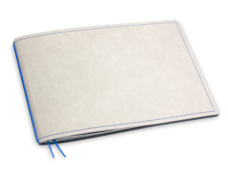 A5+ Landscape 1er notebook Texon stone / blue, 1 inlay (L200)