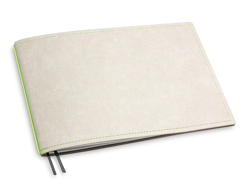 A5+ Landscape 1er notebook Texon stone / green, 1 inlay (L200)