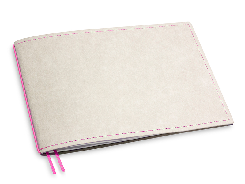 A5+ Landscape 1er notebook Texon stone / magenta, 1 inlay (L200)