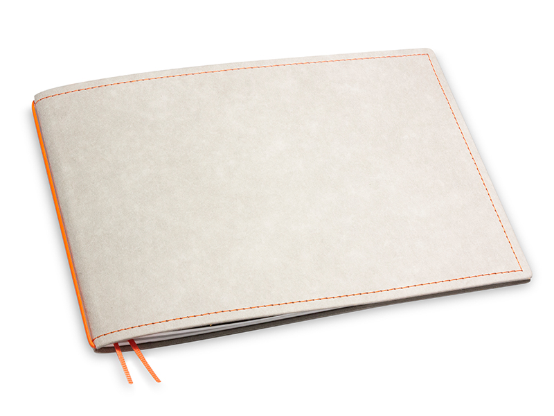 A5+ Landscape 1er notebook Texon stone / orange, 1 inlay (L200)