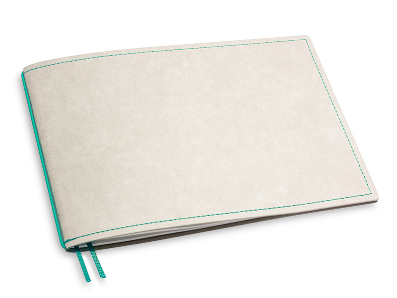 A5+ Landscape 1er notebook Texon stone / turquoise, 1 inlay (L200)