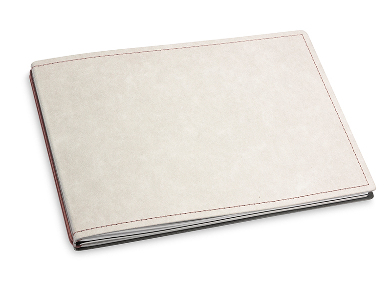 A5+ Landscape 2er notebook Texon stone / brown, 2 inlays (L200)