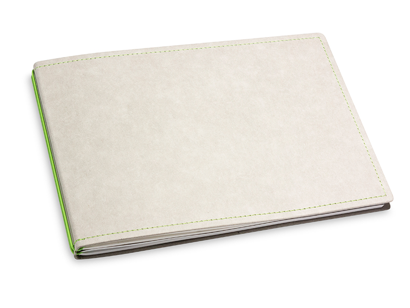 A5+ Landscape 2er notebook Texon stone / green, 2 inlays (L200)