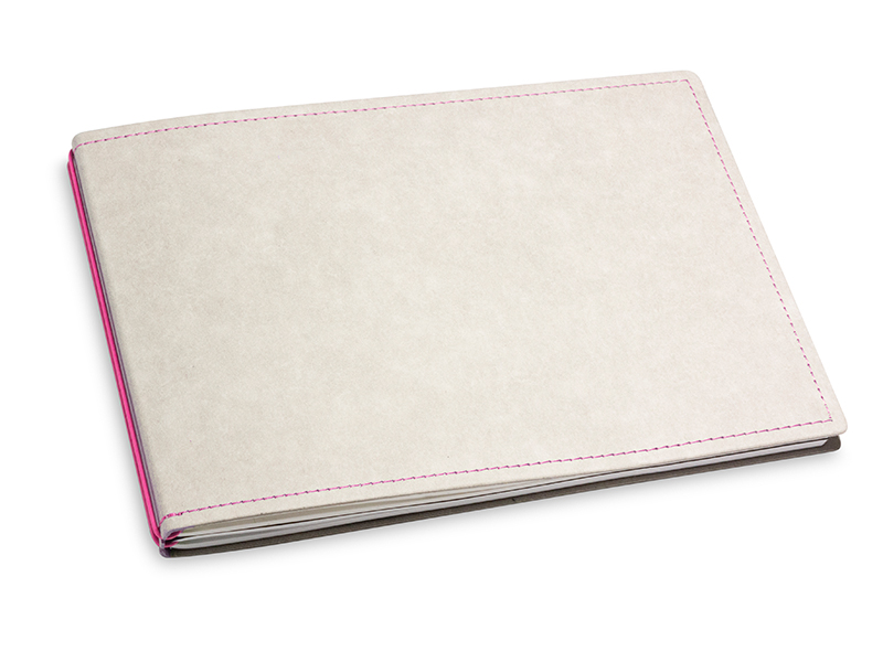 A5+ Landscape 2er notebook Texon stone / magenta , 2 inlays (L200)