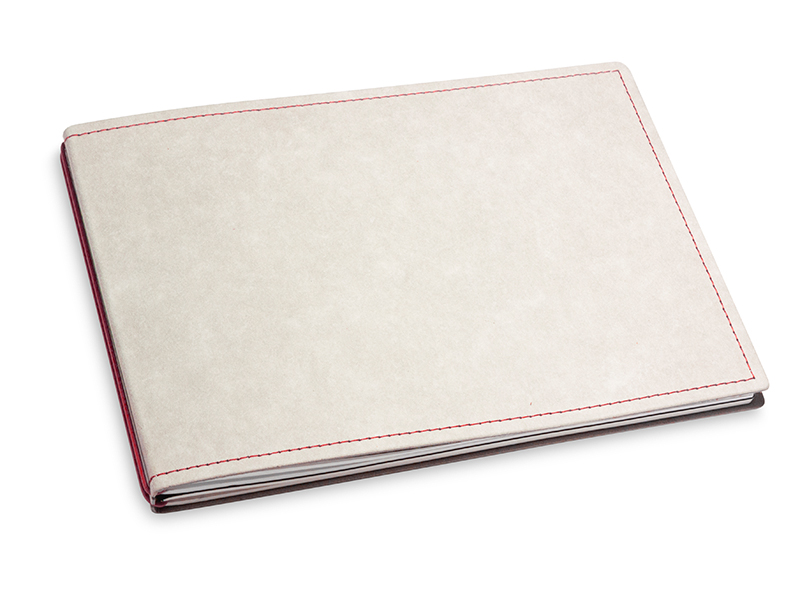 A5+ Landscape 2er notebook Texon stone / red, 2 inlays (L200)