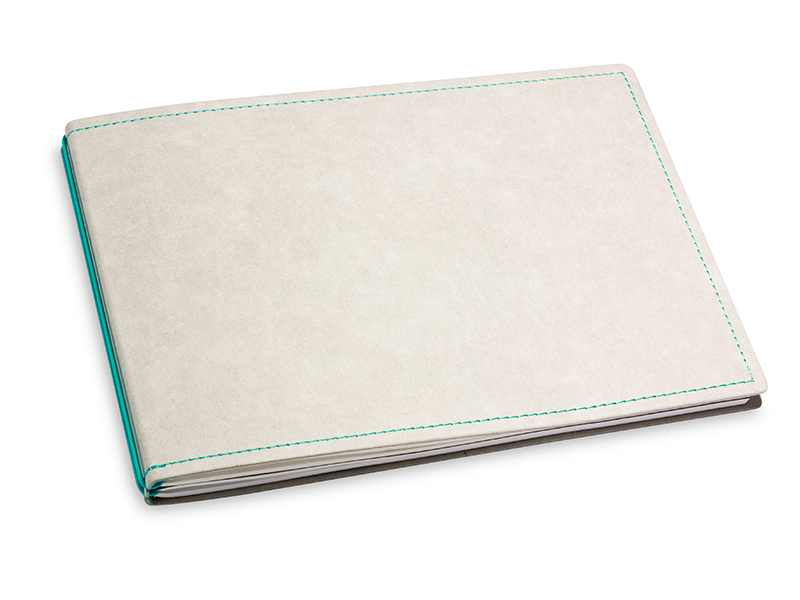 A5+ Landscape 2er notebook Texon stone / turquoise, 2 inlays (L200)