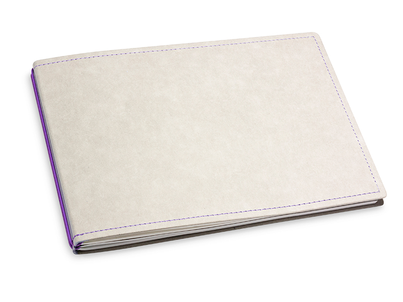 A5+ Landscape 2er notebook Texon stone / purple, 2 inlays (L200)