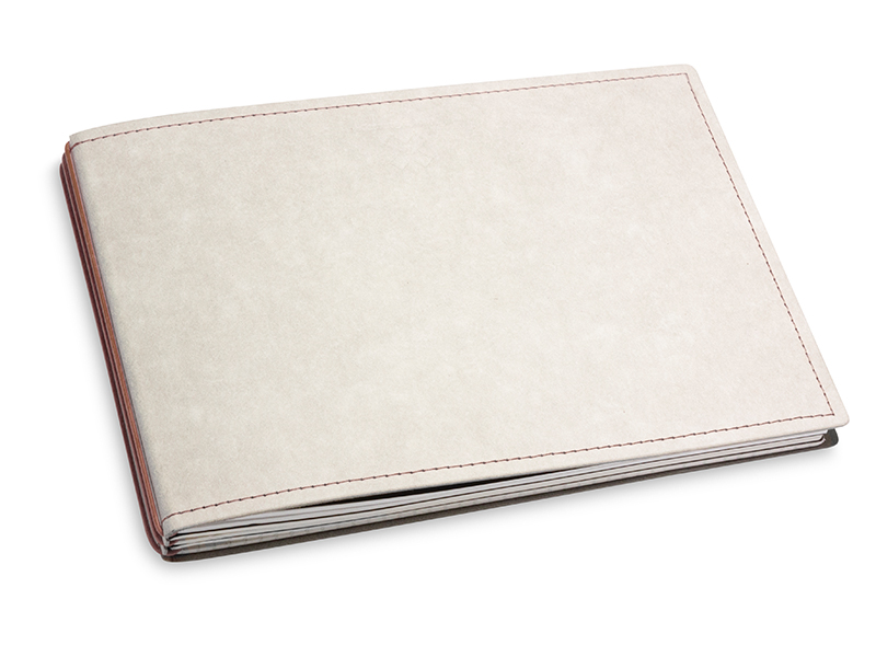 A5+ Landscape 3er notebook Texon stone / brown, 3 inlays (L200)
