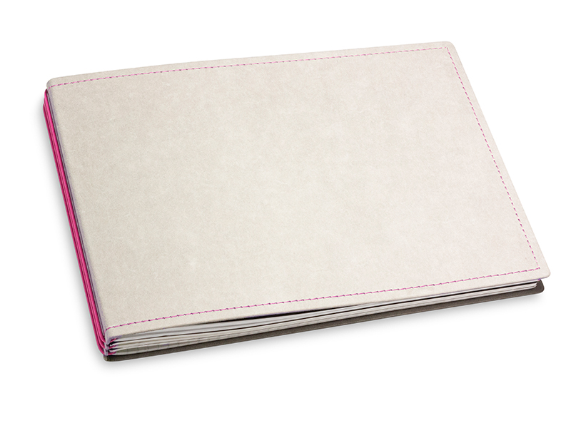 A5+ Landscape 3er notebook Texon stone / magenta, 3 inlays (L200)