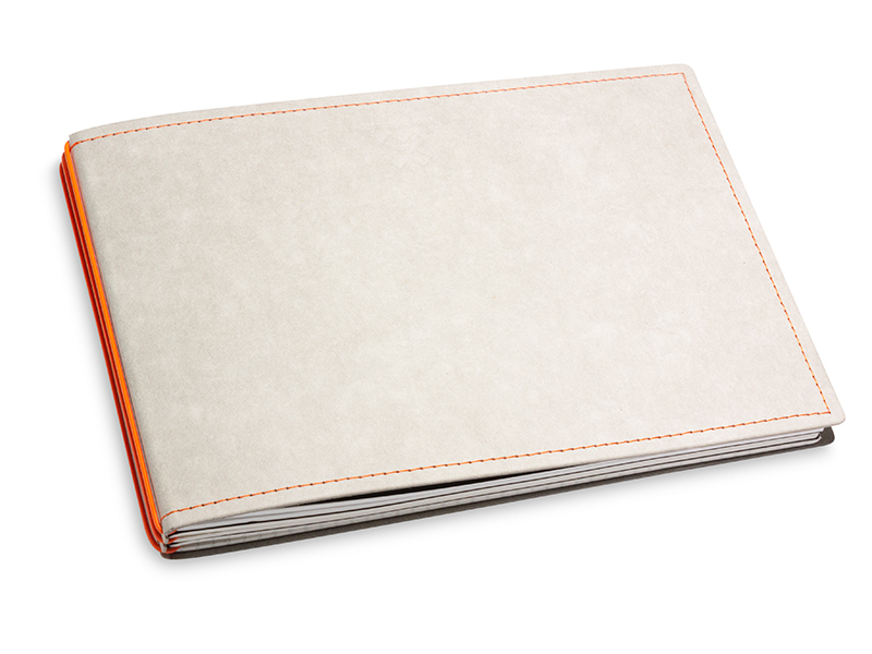 A5+ Landscape 3er notebook Texon stone / orange, 3 inlays (L200)