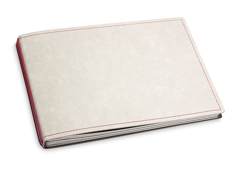 A5+ Landscape 3er notebook Texon stone / red, 3 inlays (L200)