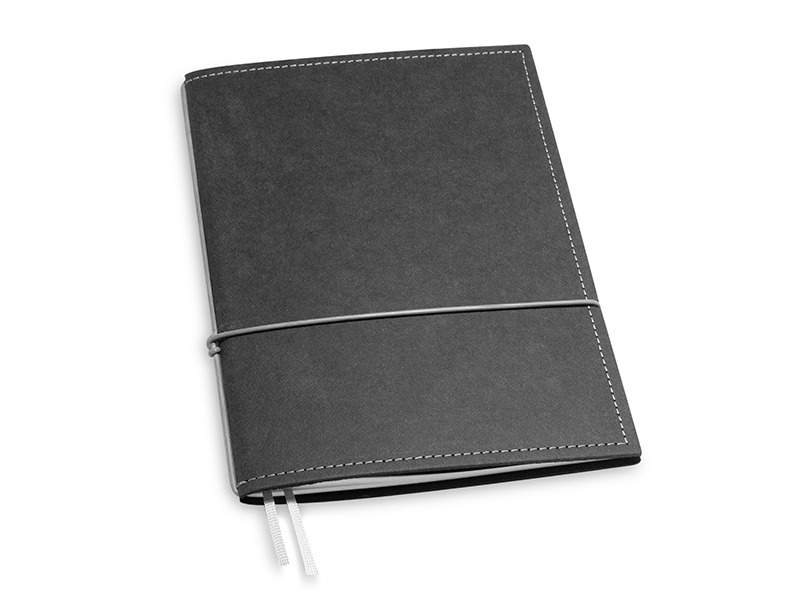 A5 1er notebook texon black / grey, 1 inlay (L210)