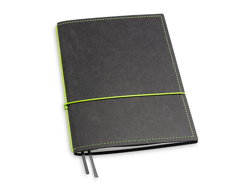 A5 1er notebook texon black / green, 1 inlay (L210)