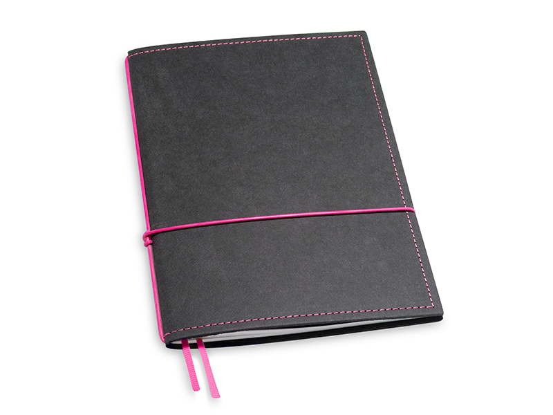 A5 1er notebook texon black / magenta, 1 inlay (L210)