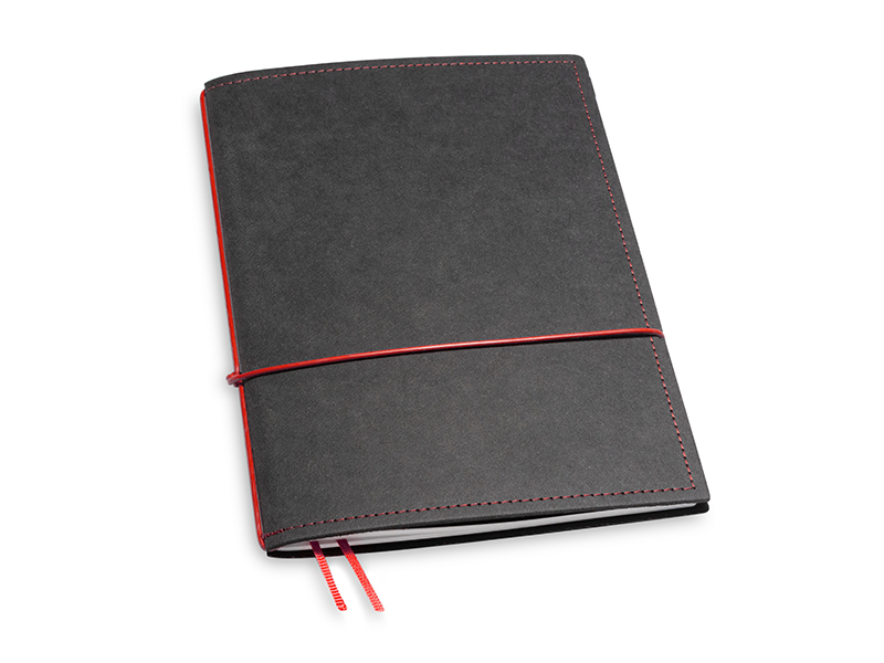 A5 1er notebook texon black / red, 1 inlay (L210)