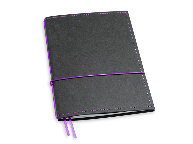 A5 1er notebook texon black / purple, 1 inlay