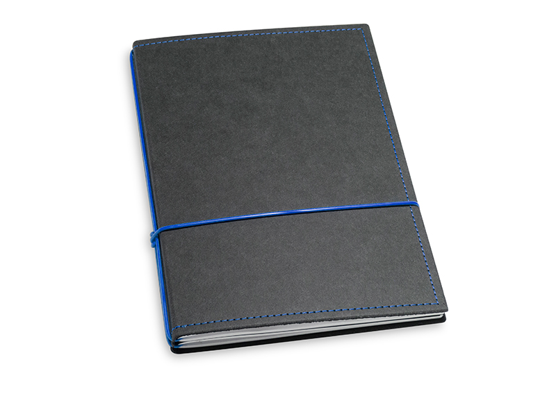 A5 2er notebook texon black / blue, 2 inlays (L210)