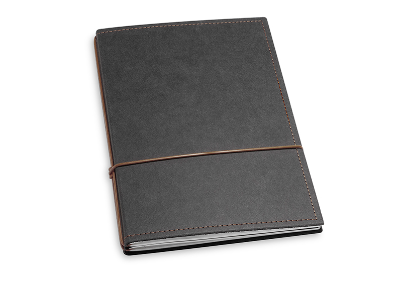 A5 2er notebook texon black / brown, 2 inlays (L210)