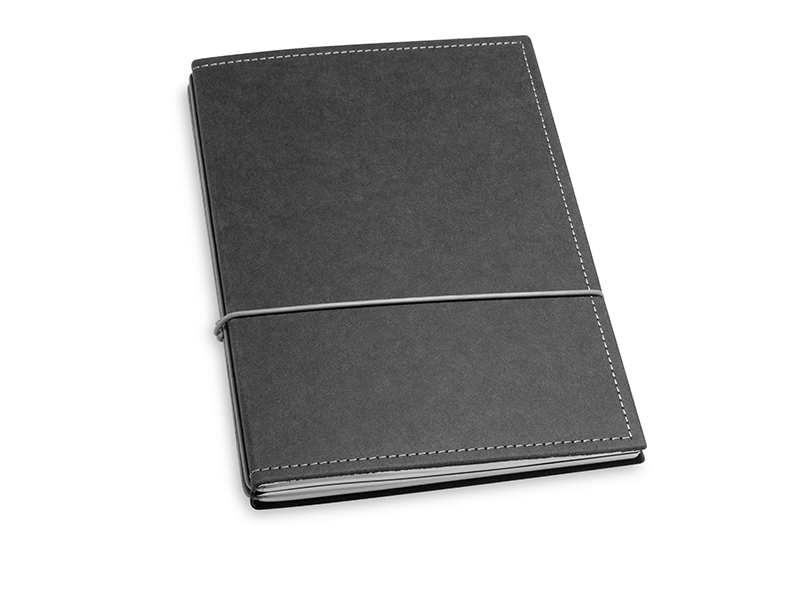 A5 2er notebook texon black / grey, 2 inlays (L210)