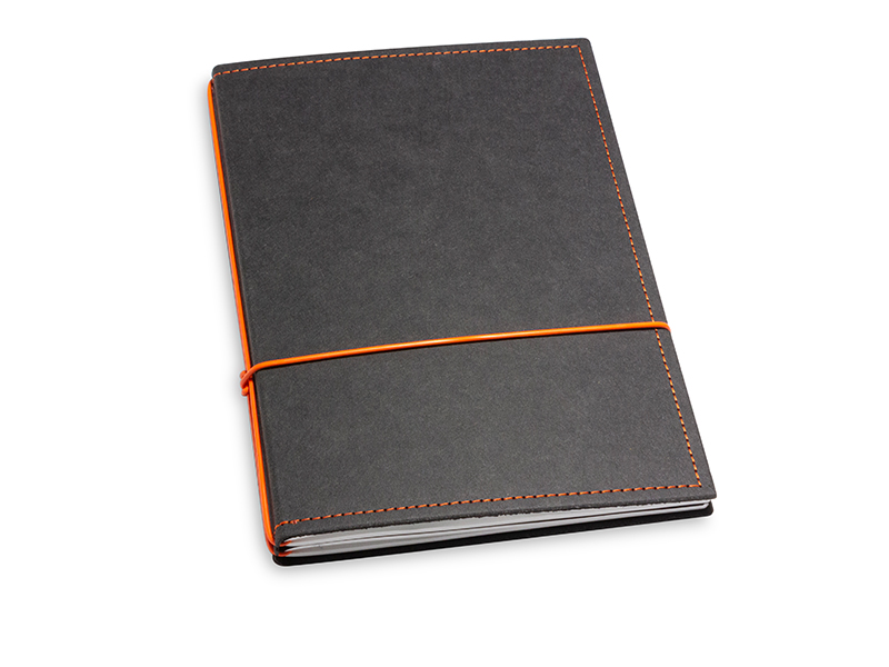A5 2er notebook texon black / orange, 2 inlays (L210)