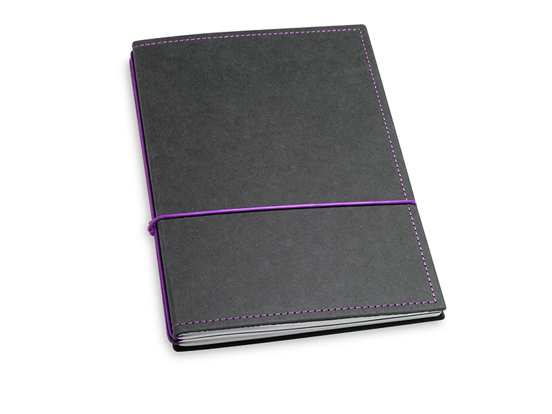 A5 2er notebook texon black / purple, 2 inlays (L210)