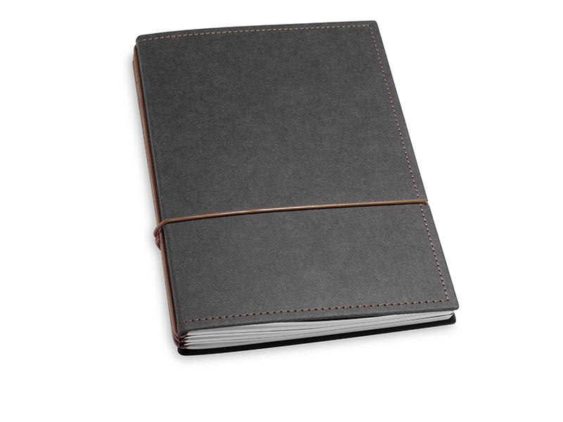 A5 3er notebook texon black / brown, 3 inlays (L210)