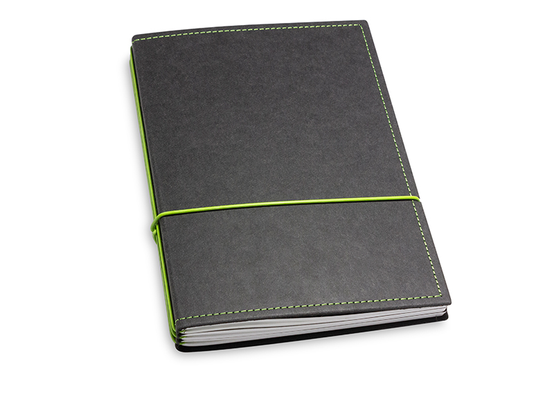 A5 3er notebook texon black / green, 3 inlays (L210)