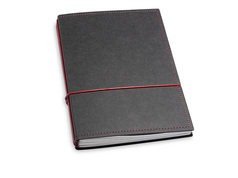 A5 3er notebook texon black / red, 3 inlays (L210)