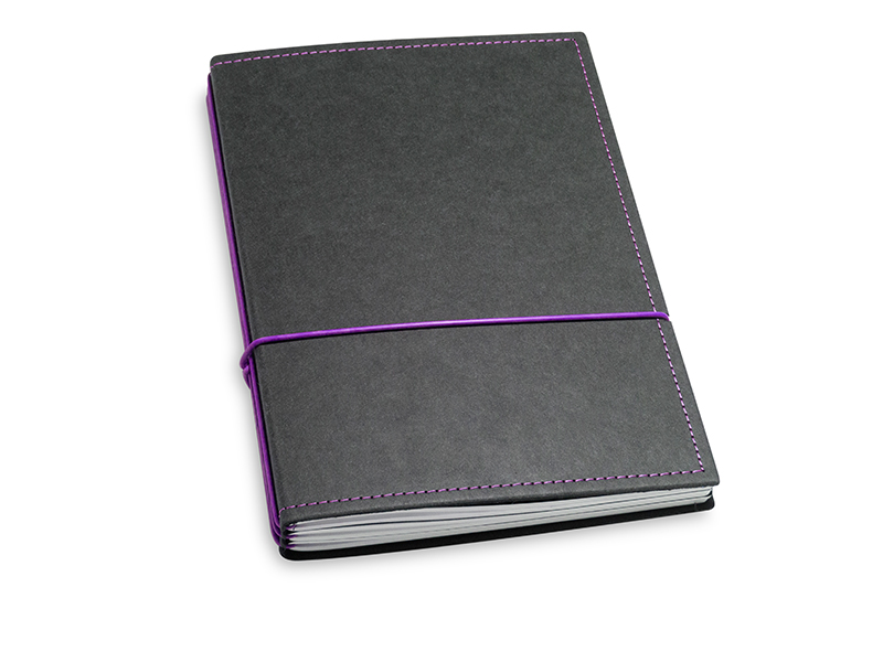 A5 3er notebook texon black / purple, 3 inlays (L210)