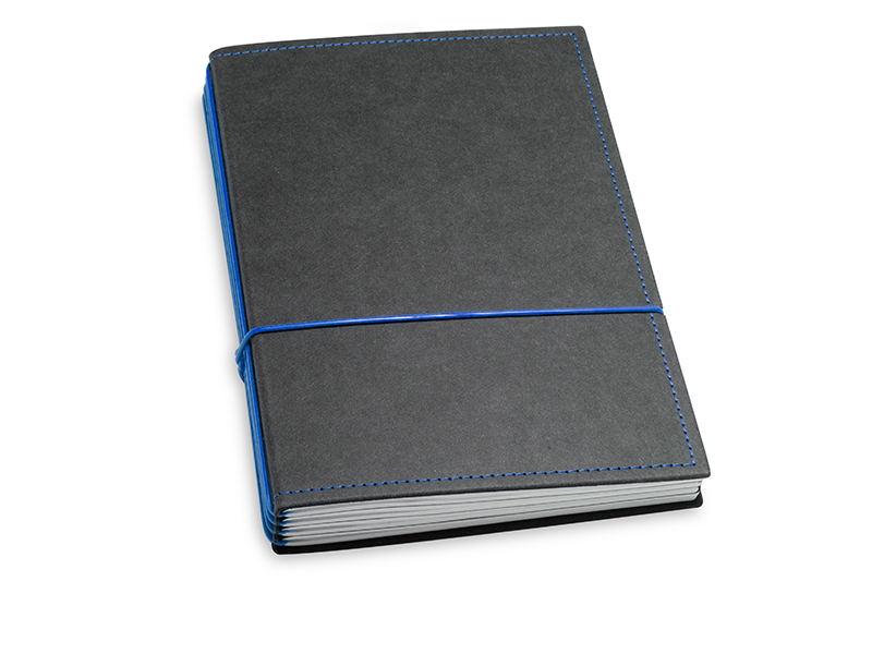 A5 4er notebook texon black / blue, 4 inlays (L210)