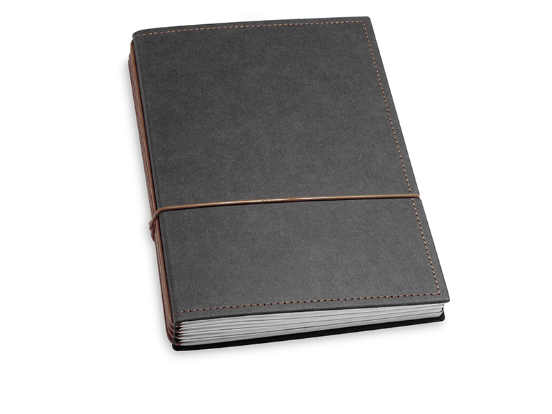 A5 4er notebook texon black / brown, 4 inlays (L210)