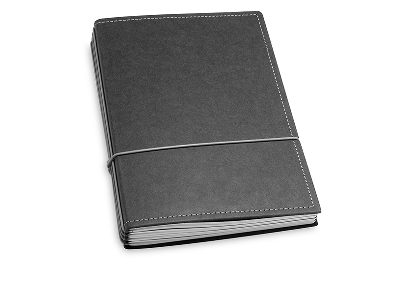 A5 4er notebook texon black / grey, 4 inlays (L210)
