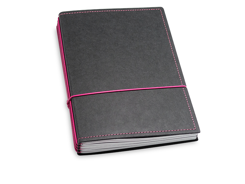 A5 4er notebook texon black / magenta, 4 inlays (L210)