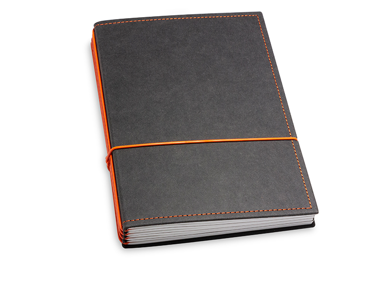 A5 4er notebook texon black / orange, 4 inlays (L210)
