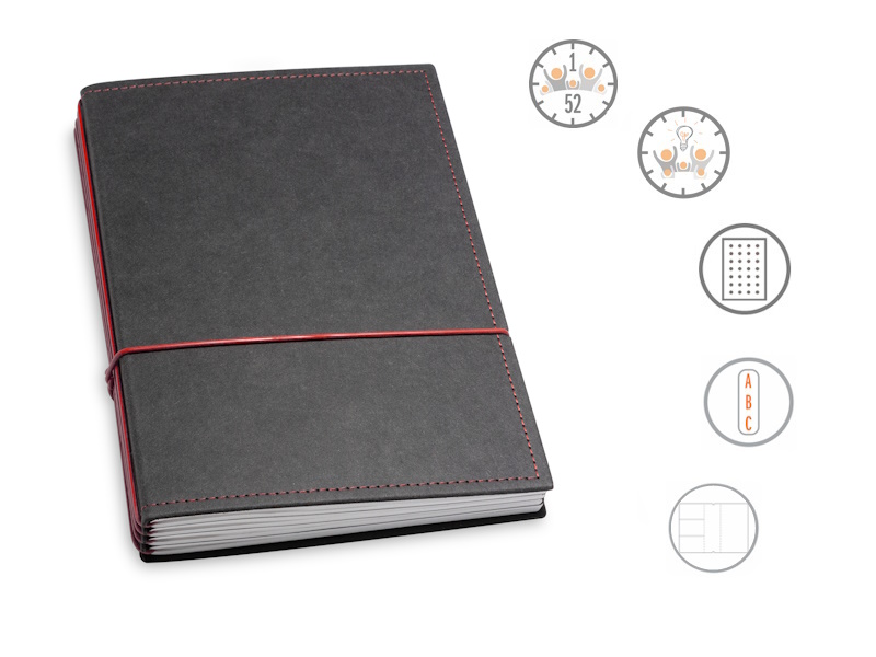 A5 Texon schwarz/rot Familienplaner Komplettpaket 2024-2025 A5 Texon schwarz/rot Familienplaner Komplettpaket 2024-2025