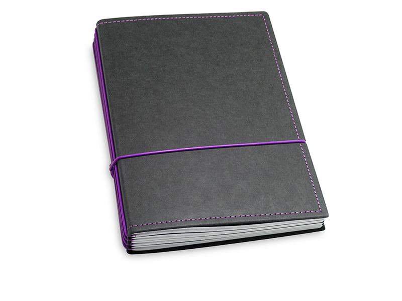 A5 4er notebook texon black / purple, 4 inlays (L210)