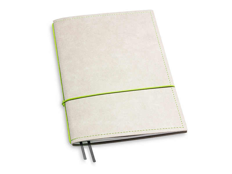 A5 1er notebook texon stone / green, 1 inlay (L200)