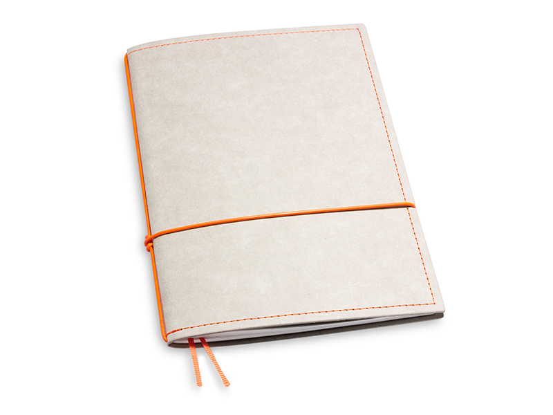 A5 1er notebook texon stone / orange, 1 inlay (L200)