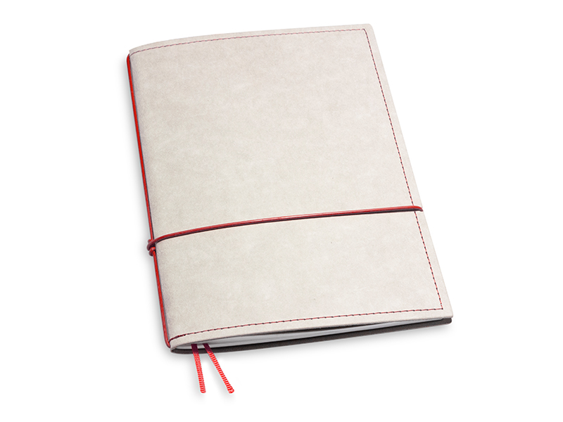 A5 1er notebook texon stone / red, 1 inlay (L200)