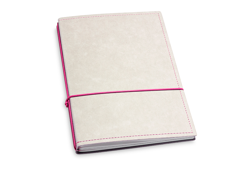 A5 2er notebook texon stone / magenta, 2 inlays (L200)