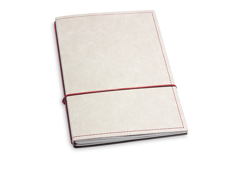 A5 2er notebook texon stone / red, 2 inlays (L200)