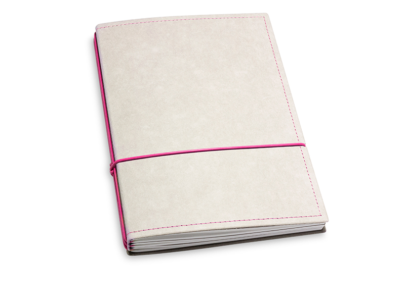A5 3er notebook texon stone / magenta, 3 inlays (L200)