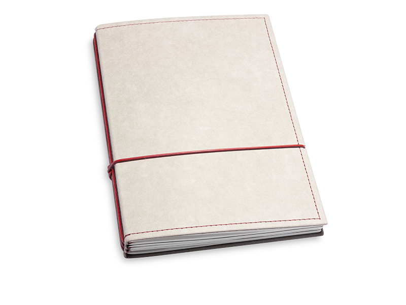 A5 3er notebook texon stone / red, 3 inlays (L200)