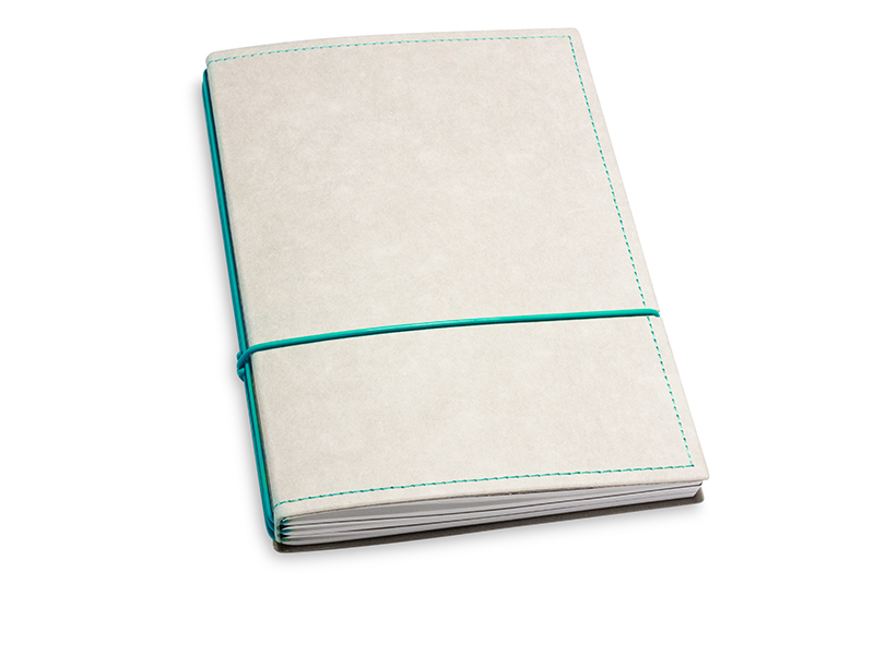 A5 3er notebook texon stone / turquoise, 3 inlays (L200)