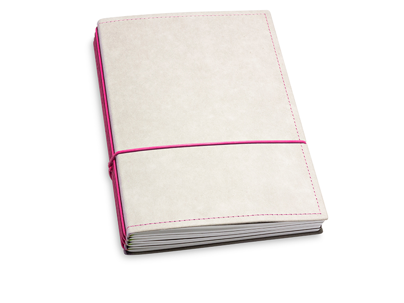 A5 4er notebook texon stone / magenta, 4 inlays (L200)