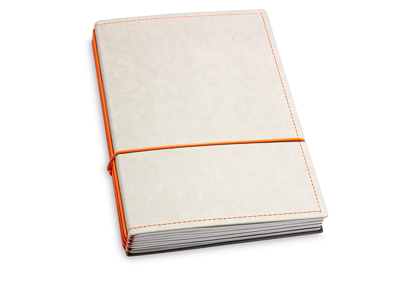 A5 4er notebook texon stone / orange, 4 inlays (L200)